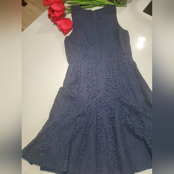 J CREW Impeccable robe en dentelle haut de gamme sans manche de longueur midi - Picture 5 of 7